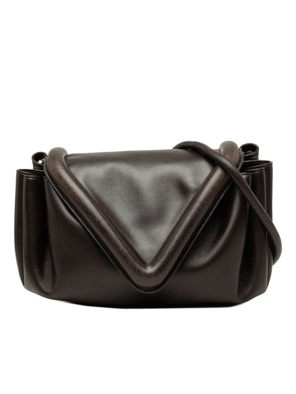 Bottega Veneta Beak Crossbody Shoulder Bag Brown Leather